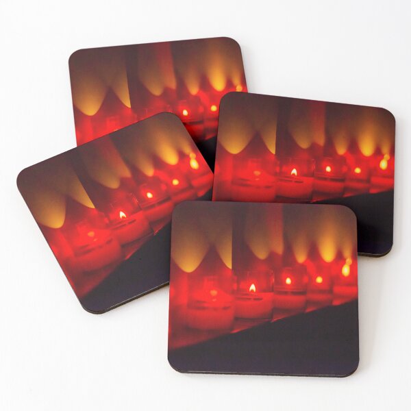 Item preview, Row of Red Candles Lighting A Dark Surface With Warm, Cozy Ambience designed and sold by Nmallia.