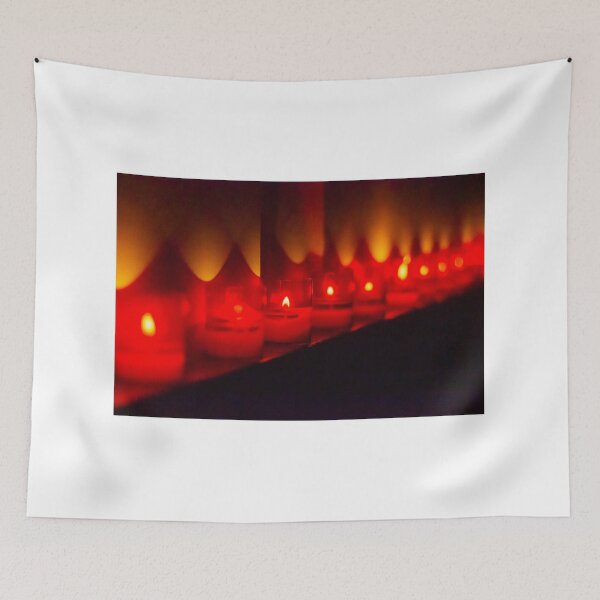 Item preview, Row of Red Candles Lighting A Dark Surface With Warm, Cozy Ambience designed and sold by Nmallia.
