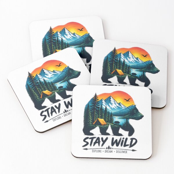 Item preview, Stay Wild Bear Silhouette Nature Camping Adventure designed and sold by Pyt27.