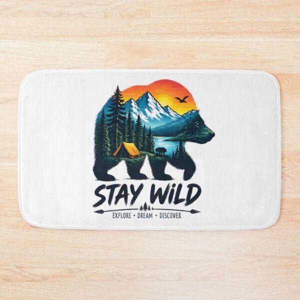 Item preview, Stay Wild Bear Silhouette Nature Camping Adventure designed and sold by Pyt27.
