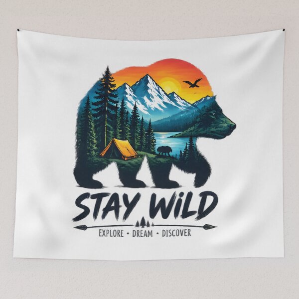 Item preview, Stay Wild Bear Silhouette Nature Camping Adventure designed and sold by Pyt27.
