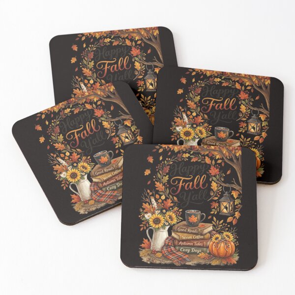 Item preview, Happy Fall Y’all Cozy Autumn Books Coffee Pumpkin and Sunflower designed and sold by w66aboo.
