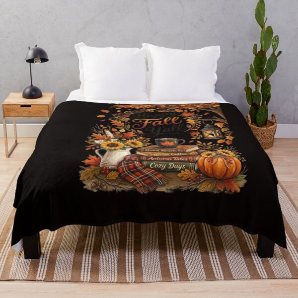 Item preview, Happy Fall Y’all Cozy Autumn Books Coffee Pumpkin and Sunflower designed and sold by w66aboo.