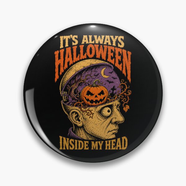 Item preview, It’s Always Halloween Inside My Head – Vintage Spooky Pumpkin designed and sold by WILLIAMS-BR.