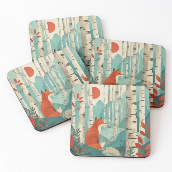 Item preview, Scandinavian Red Fox The Birches Forest Sun Scene designed and sold by GrinGalore.