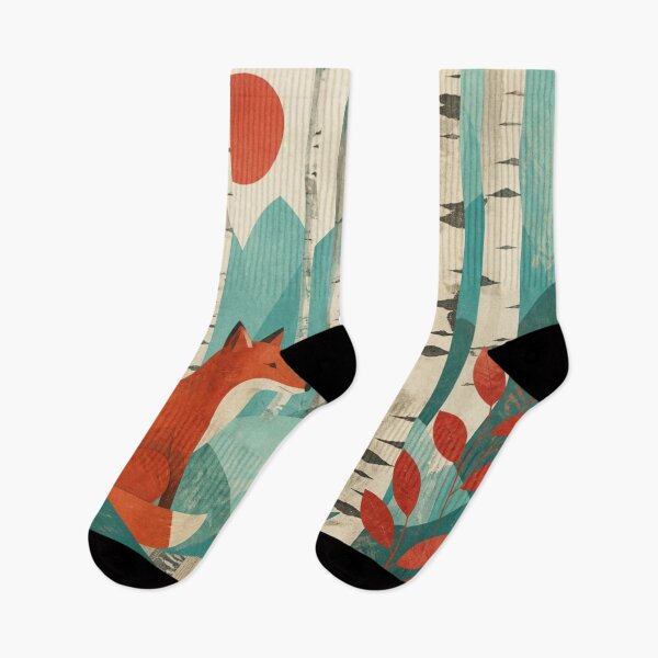 Item preview, Scandinavian Red Fox The Birches Forest Sun Scene designed and sold by GrinGalore.