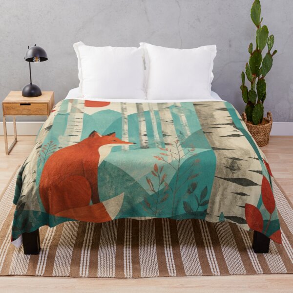 Item preview, Scandinavian Red Fox The Birches Forest Sun Scene designed and sold by GrinGalore.