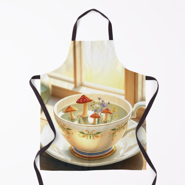 Item preview, Whimsical Cottagecore Mushroom Tea Cup Illustration designed and sold by IntelliMindDesigns.