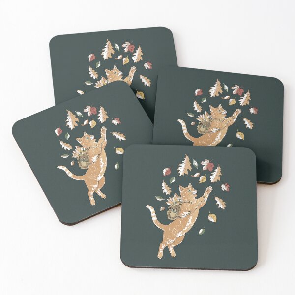Item preview, Autumn Ginger Cat Cottagecore Whimsical Fall Leaves designed and sold by LeshanArt.