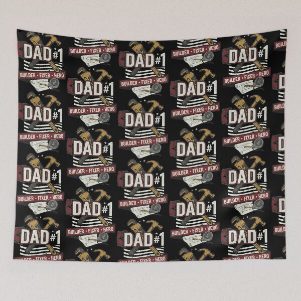 Item preview, Dad Number 1 Builder Fixer Hero Handyman Tools Blueprint Tape Measure designed and sold by Dravienart.