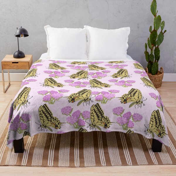 Item preview, Pattern of a swallowtail Butterfly and pink wild flowers designed and sold by FandomizedRose.