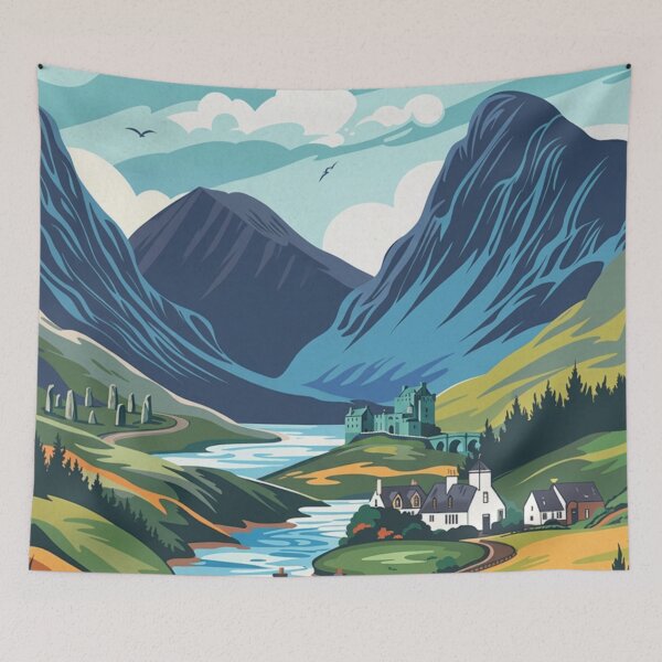 Item preview, Scottish Highlands Cow Scotland Original Custom Vintage Poster Wall Art Design designed and sold by Cool Robot Bro..
