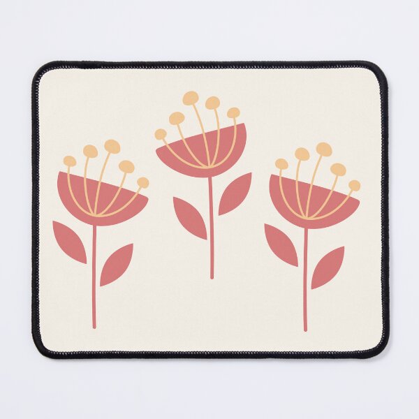 Artikelvorschau, Retro-MCM-Blumen Korallenrot Gelb entworfen und verkauft von Pinkdeer Designs.