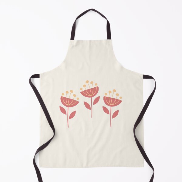 Item preview, Retro MCM Flowers Coral Red Yellow designed and sold by Pinkdeer Designs.