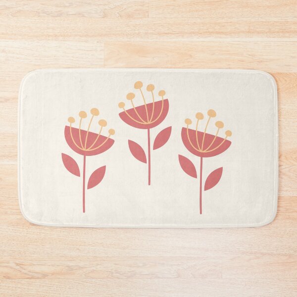 Artikelvorschau, Retro-MCM-Blumen Korallenrot Gelb entworfen und verkauft von Pinkdeer Designs.