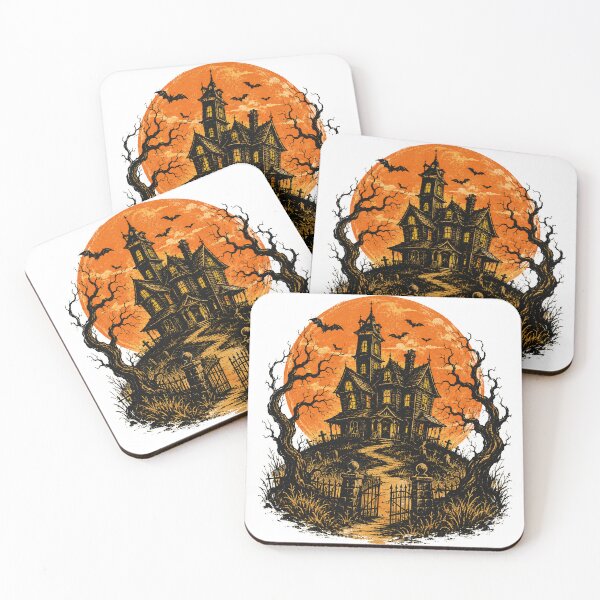 Item preview, Vintage Haunted House Orange Moon Halloween designed and sold by WILLIAMS-BR.