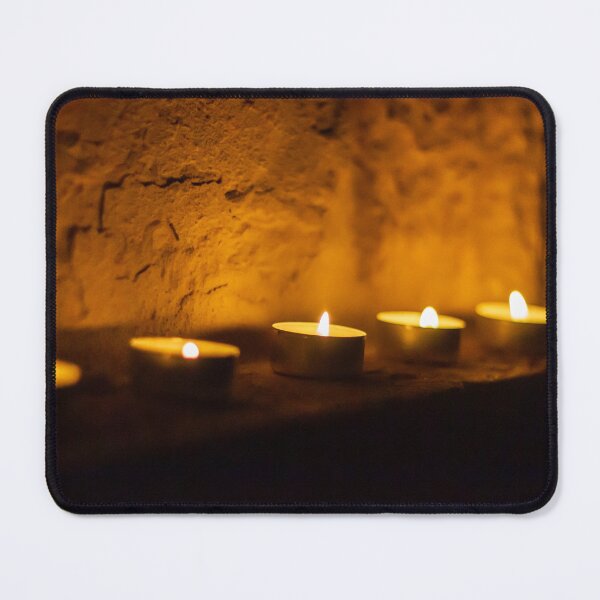 Item preview, Row Of Tea Light Candles On A Rustic Wall Emit Warm Amber Glow At Night designed and sold by Nmallia.