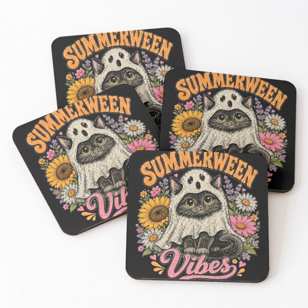Item preview, Summerween Vibes Cute Ghost Cat Floral Halloween designed and sold by WILLIAMS-BR.