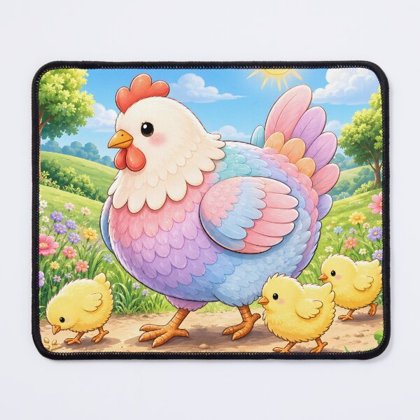 Item preview, The Illustration of Hen and Chicks in Beautiful, Blooming Garden designed and sold by Pim-Crystal.