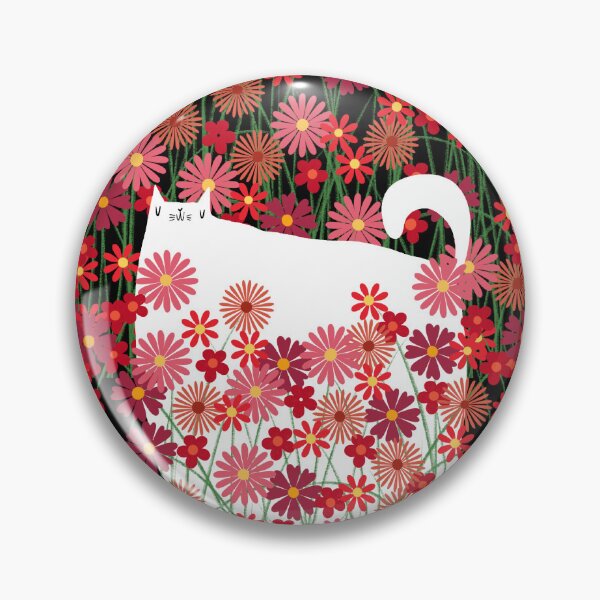 Item preview, White Cat and Red Flowers designed and sold by poket.piktures.