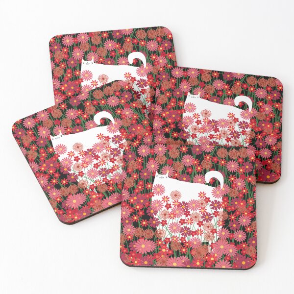 Item preview, White Cat and Red Flowers designed and sold by poket.piktures.