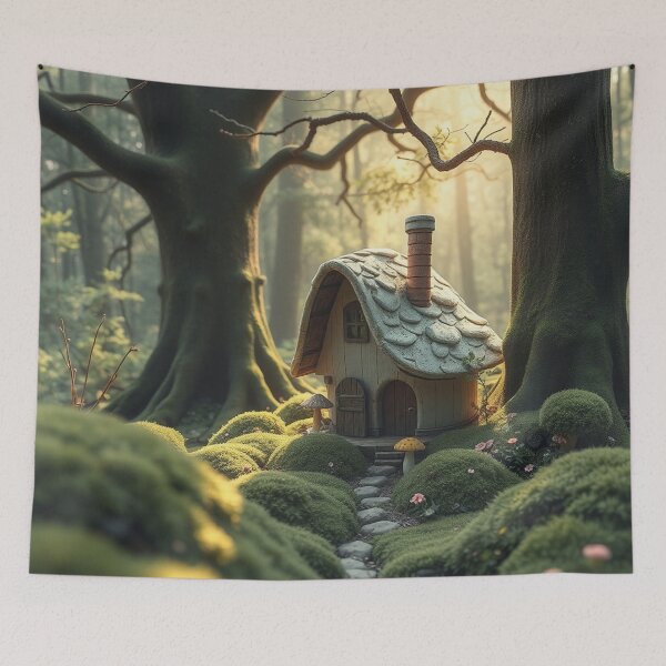 Item preview, Enchanted Mossy Forest Cottage Fairy Tale designed and sold by IntelliMindDesigns.
