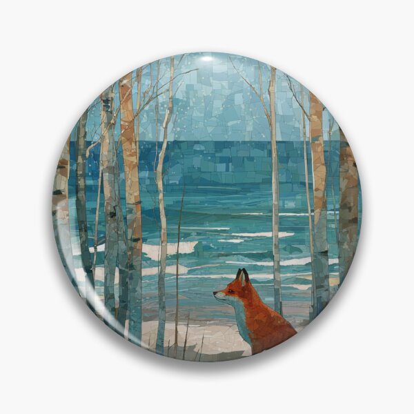 Item preview, Stained Glass Style Mosaic Fox Coastal The Birches Grove designed and sold by GrinGalore.