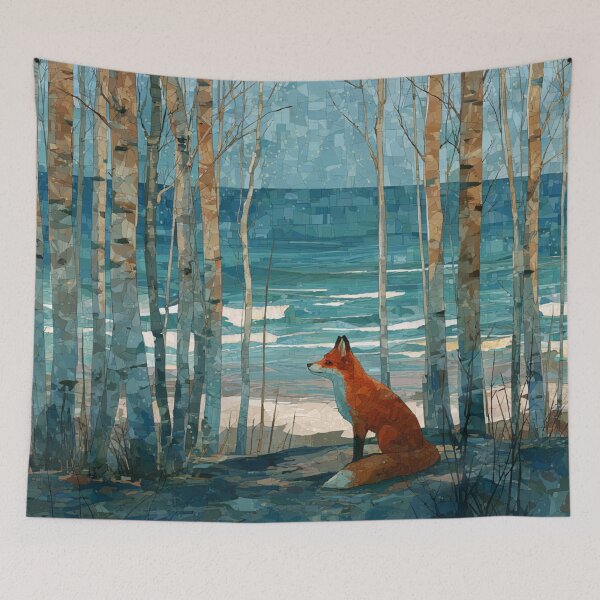 Item preview, Stained Glass Style Mosaic Fox Coastal The Birches Grove designed and sold by GrinGalore.