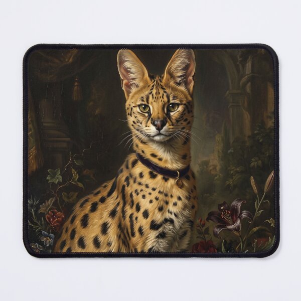 Item preview, Noble Serval Cat with Velvet Collar Portrait designed and sold by Real Beast Art.