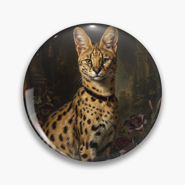 Item preview, Noble Serval Cat with Velvet Collar Portrait designed and sold by Real Beast Art.