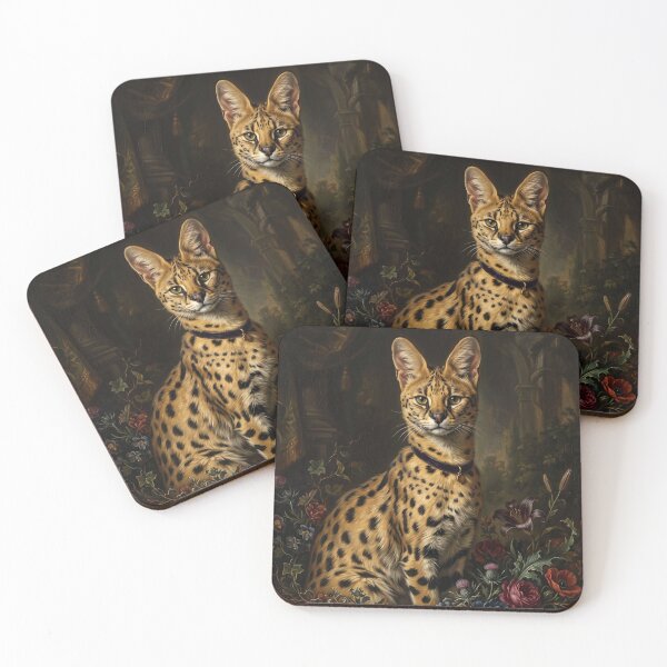 Item preview, Noble Serval Cat with Velvet Collar Portrait designed and sold by Real Beast Art.