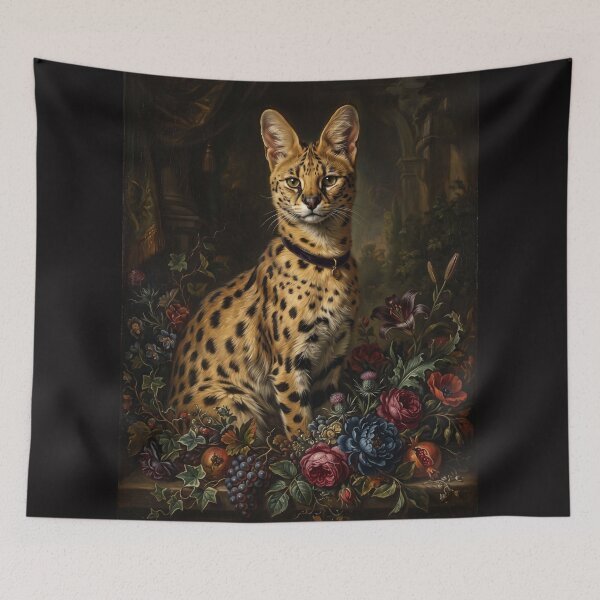 Item preview, Noble Serval Cat with Velvet Collar Portrait designed and sold by Real Beast Art.