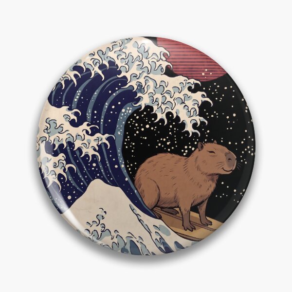 Item preview, Surfing Capybara Great Wave Funny Vintage Japanese Ukiyo e Retro designed and sold by FaizArtShop.