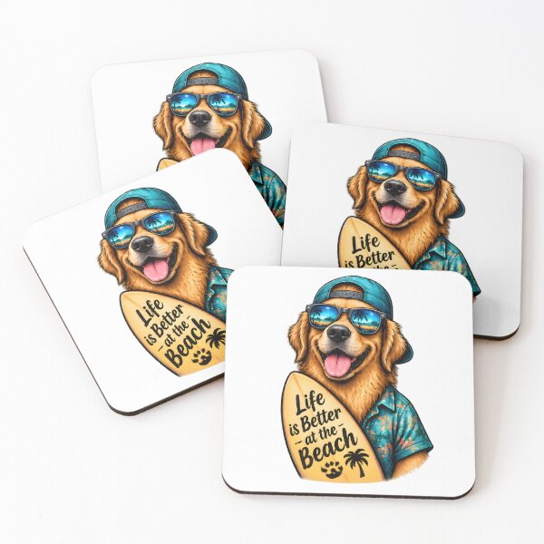 Item preview, Cool Golden Retriever Surfboard Life Is Better At The Beach designed and sold by Pyt27.
