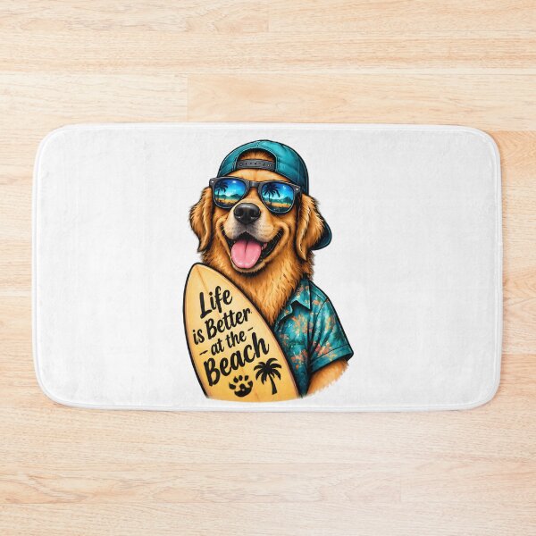 Item preview, Cool Golden Retriever Surfboard Life Is Better At The Beach designed and sold by Pyt27.