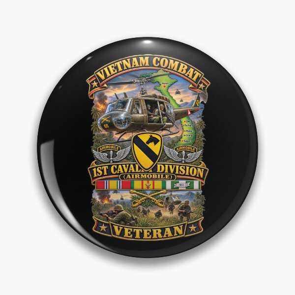 Item preview, Army - Vietnam Combat Cavalry Veteran w 1st Cav Div SSI  Big Helo - 3D - Enhanced designed and sold by Military Insignia Products.