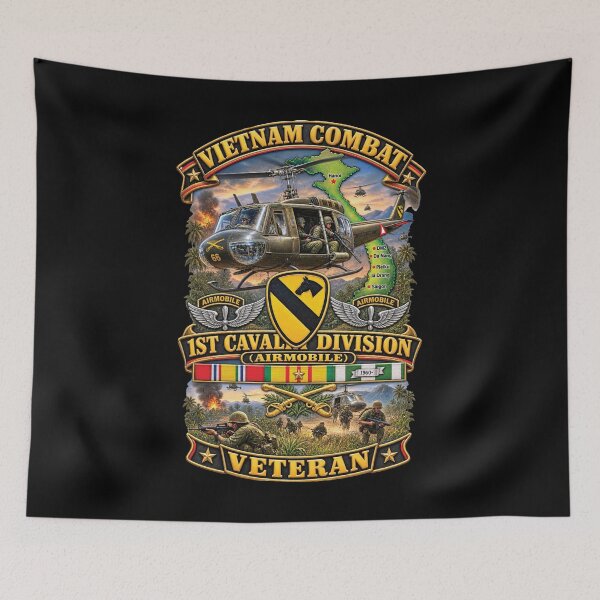 Item preview, Army - Vietnam Combat Cavalry Veteran w 1st Cav Div SSI  Big Helo - 3D - Enhanced designed and sold by Military Insignia Products.
