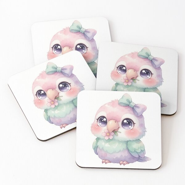 Item preview, Cute Pastel Parrot with Bow Watercolor Art designed and sold by HappyOops.