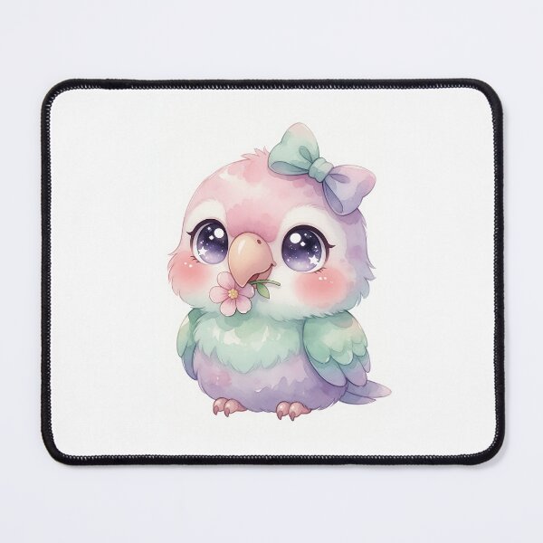 Item preview, Cute Pastel Parrot with Bow Watercolor Art designed and sold by HappyOops.