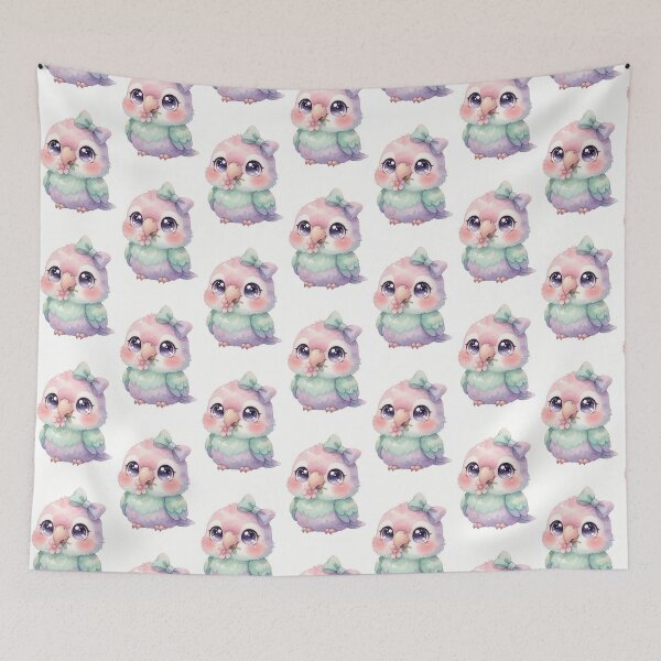Item preview, Cute Pastel Parrot with Bow Watercolor Art designed and sold by HappyOops.