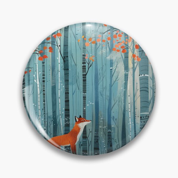 Item preview, Red Fox The Birches Forest Autumn Canopy Orange Leaves designed and sold by GrinGalore.