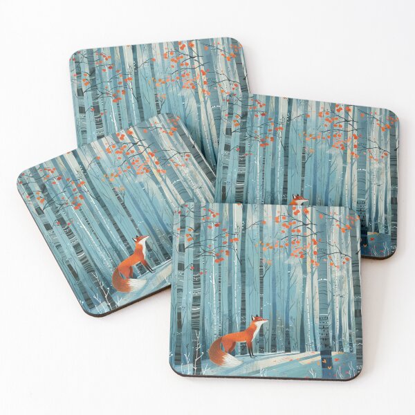 Item preview, Red Fox The Birches Forest Autumn Canopy Orange Leaves designed and sold by GrinGalore.