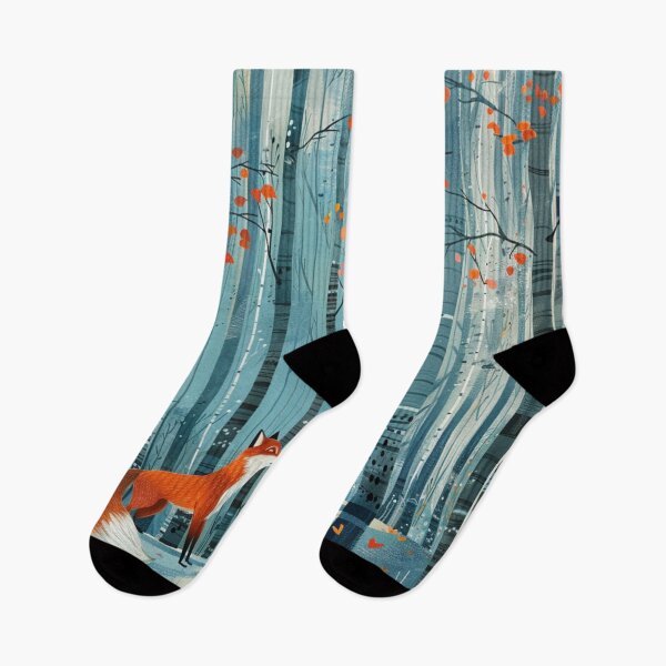 Item preview, Red Fox The Birches Forest Autumn Canopy Orange Leaves designed and sold by GrinGalore.
