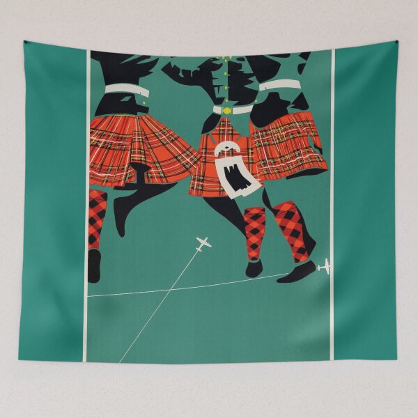 Item preview, Scottish Highlands Scotland Original Custom Vintage Poster Wall Art Design Pillow Gift designed and sold by Cool Robot Bro..