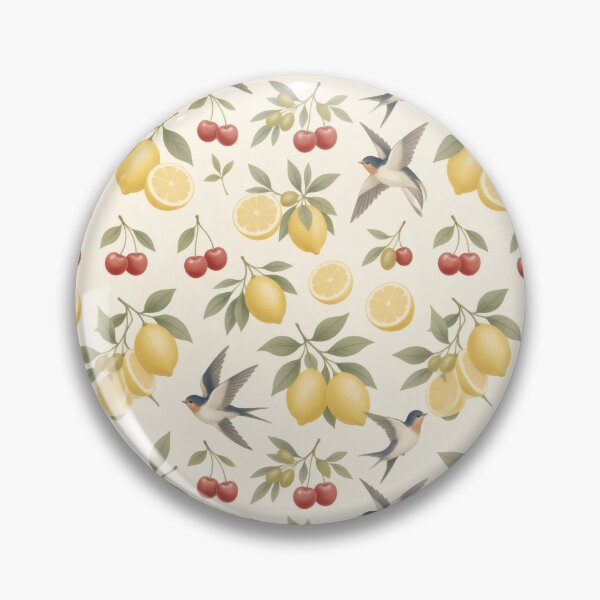 Item preview, Lemon Cherry Swallow Bird Seamless Pattern designed and sold by HappyOops.