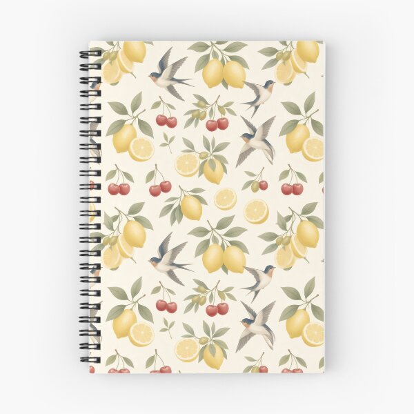 Item preview, Lemon Cherry Swallow Bird Seamless Pattern designed and sold by HappyOops.
