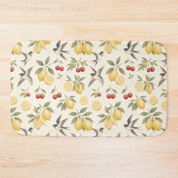 Item preview, Lemon Cherry Swallow Bird Seamless Pattern designed and sold by HappyOops.