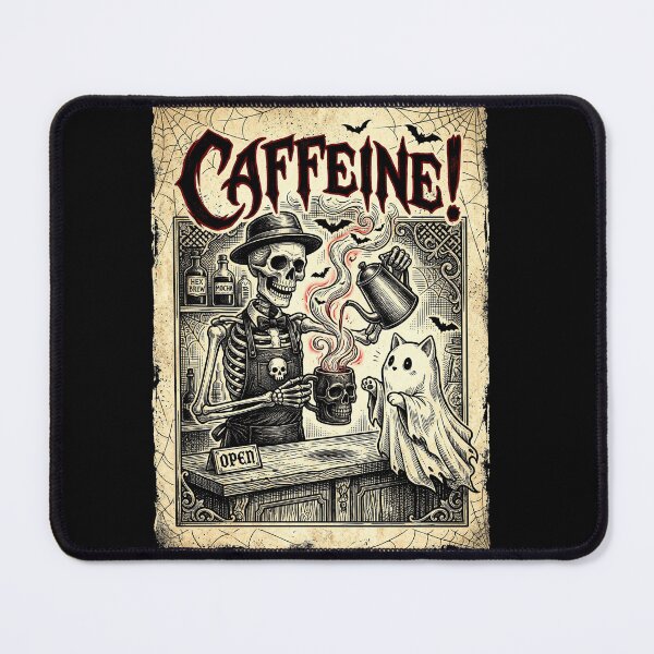 Item preview, Caffeine Halloween Coffee Skeleton Vintage Gothic Coffee Lover designed and sold by ArcaneArtistry.