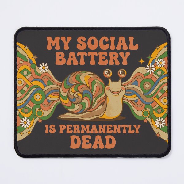 Item preview, Psychedelic Snail, Social Battery, Exhausted, Retro - Dark Colors Edition designed and sold by Shyla Marsare.