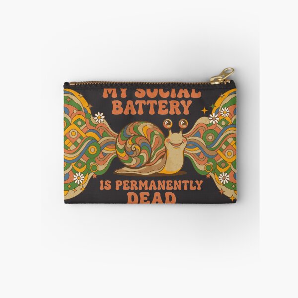 Item preview, Psychedelic Snail, Social Battery, Exhausted, Retro - Dark Colors Edition designed and sold by Shyla Marsare.